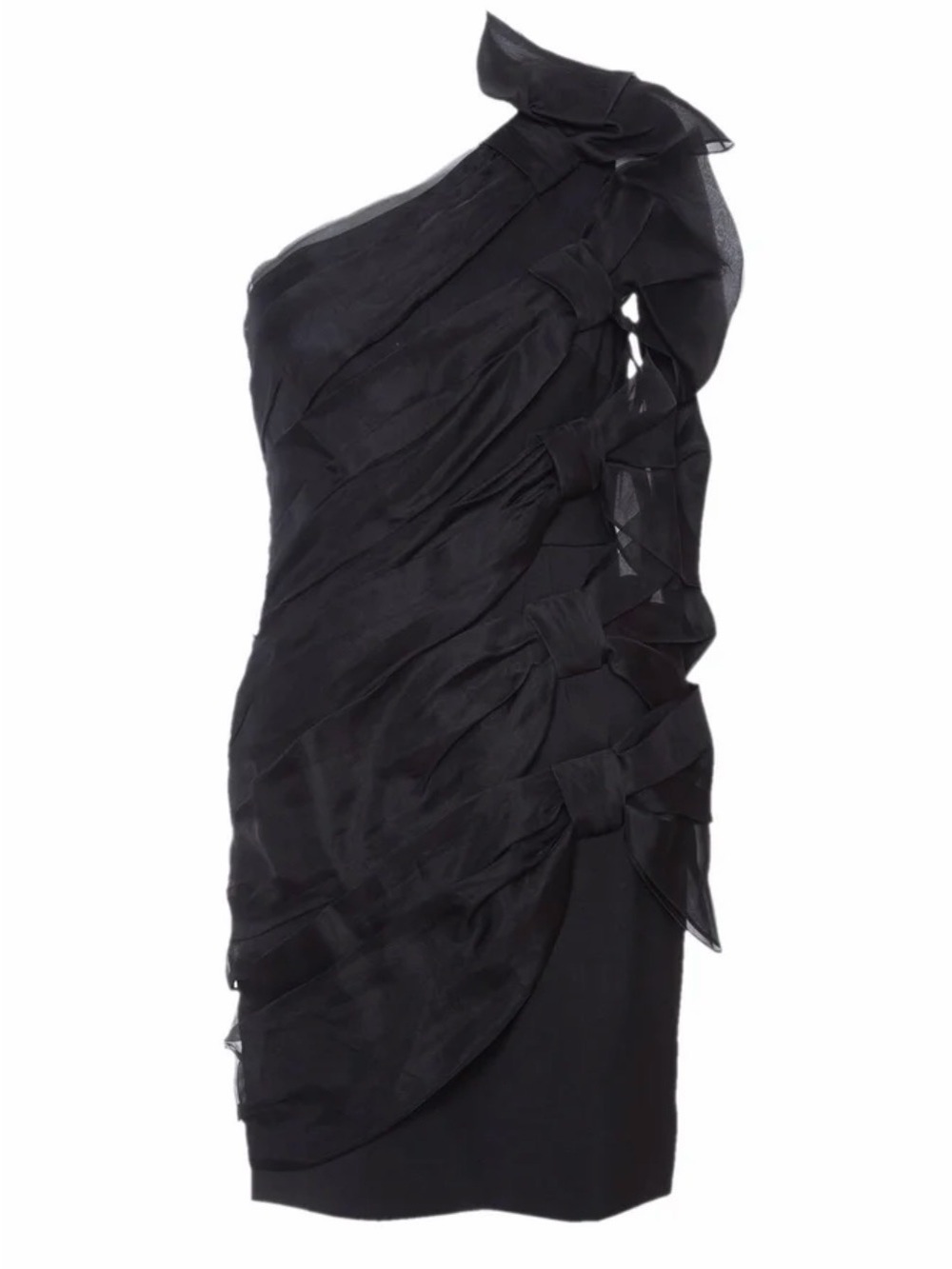 Valentino Garavani Black One-Shoulder Dress with Side Bow Detail